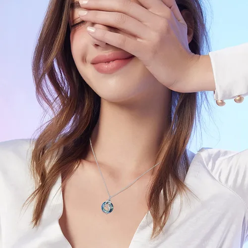 Vista 6 de Collar de delfín de plata de ley 925, regalos para el día de la madre para mujeres