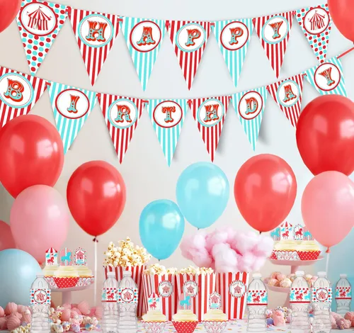 Vista 2 de Banderín de Carnaval de Circo Feliz Cumpleaños