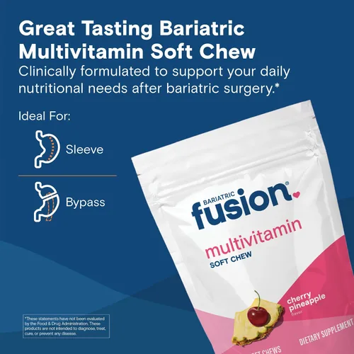 Vista 2 de Bariatric Fusion Multivitamínico bariátrico suave con sabor a fruta de cereza y piña para pacientes poscirugía bariátrica, incluyendo derivación