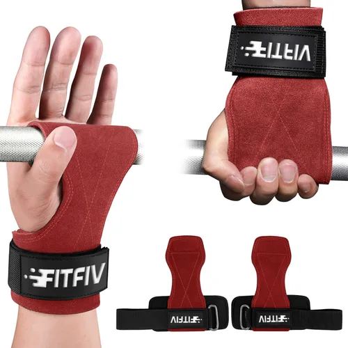 Vista 9 de Correa de muñeca de levantamiento de pesas, correas de cuero dobles para entrenamiento de fuerza en el gimnasio, muñequeras acolchadas de neopreno