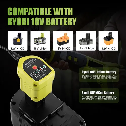 Vista 4 de Powilling Paquete de 2 baterías P102 de 3.5Ah de repuesto para batería Ryobi de 18 V y cargador P119 compatible con batería Ryobi de 18 voltios P103