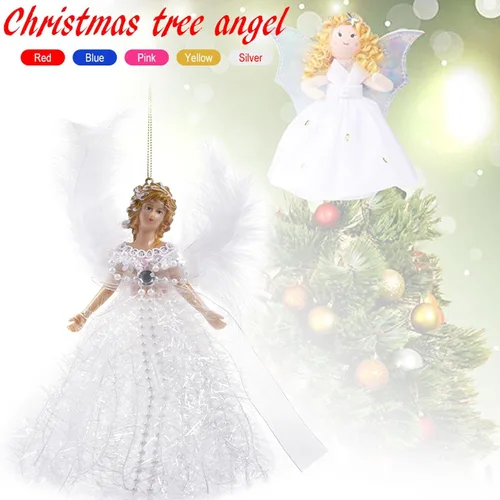 Vista 4 de Colgante de decoración de árbol de hadas, 0.88 oz, árbol de estatua de ángel superior, adornos de árbol de hadas, ángel para decoración de Navidad