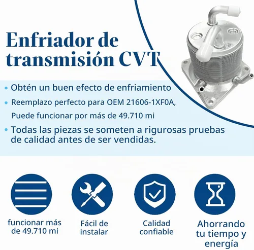 Vista 6 de Enfriador de aceite de transmisión CVT compatible con Nissan Sentra 2007-2012 / Juke 2011-2014 / Rogue 2008-2018 / Versa Sedan 2012-2018 / NV200