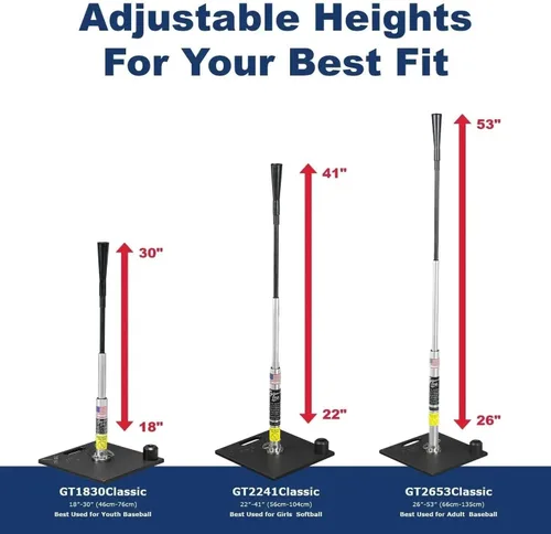 Vista 2 de G Tee Classic Baseball/Softball Batting Tee Adjustable Flexible Rubber Cup & Stainless Steel Aluminum Base Best Tee for All Ages Used by Pros