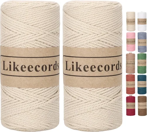 Vista 61 de Likeecords 100% Hilo de Ganchillo de Algodón Cordón de Bolsa de 2mm 170m Cordón de Macramé de 2mm Hilo de Crochet Cuerda de Macramé Regalo para Verde