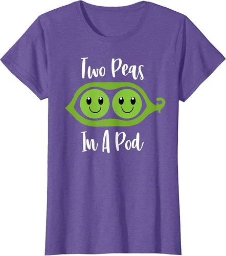 Vista 6 de Two Peas in A Pod Couples Matching Best Friend Cute Veg T-Shirt Baby Blue