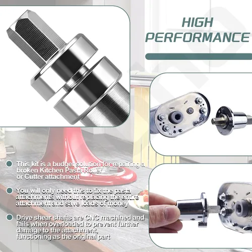 Vista 3 de Ohoho Acoplador de eje de cizalla para pasta para batidora de pie KitchenAid Compatible con la serie KSMP, reparación de rodillos de hojas