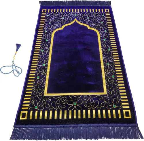 Vista 29 de Alfombra de oración – Alfombra turca Janamaz Sajada de felpa suave para hombres y mujeres, alfombrilla de oración lisa y sólida, regalo de Ramadán