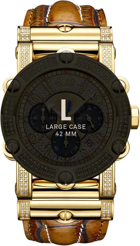 Vista 4 de JBW Reloj de pulsera con diamantes de .98 ctw de 10 años para hombre con correa de cuero