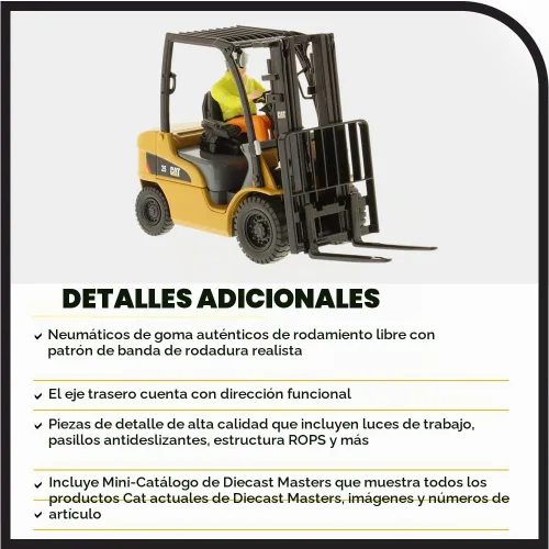 Vista 5 de Carretilla elevadora Diecast Masters Caterpillar DP25N, Core Classics Series Camiones para gatos y equipo de construcción Modelo a escala 1:25
