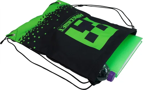 Vista 3 de Minecraft Bolsa de entrenamiento Bolsa de zapatos para niños Bolsas con cordón para niños Producto oficial, Negro -, Mochilas de mochila
