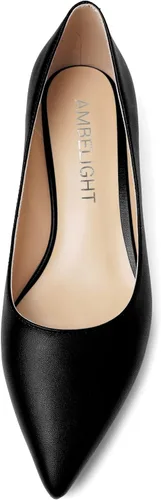 Vista 3 de AMBELIGHT Zapatos de tacón alto con punta puntiaguda mate para mujer, de 4 pulgadas