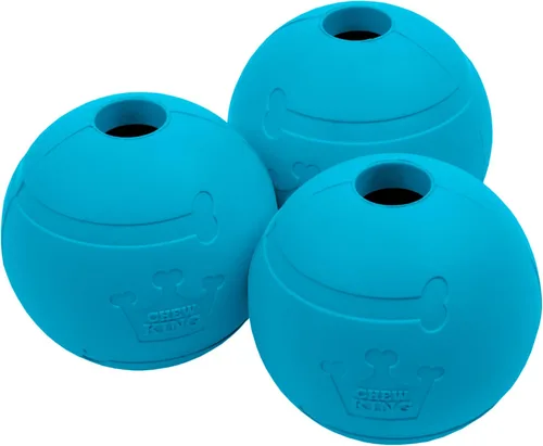 Vista 8 de Chew King Perro 2.5 pulgadas sabor tocino bolas de goma paquete 3 razas grandes