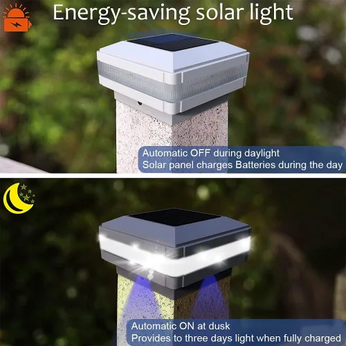 Vista 2 de FVTLED Flexfit - Paquete de 8 luces solares para postes de madera para exteriores, funciona con energía solar, para postes de madera de 3.5 x 3.5, 4