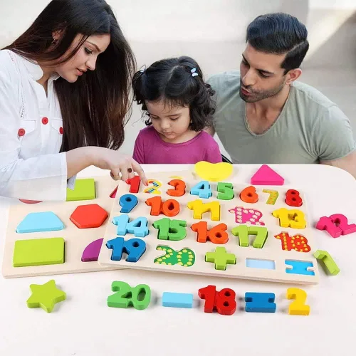 Vista 8 de QZMTOY Rompecabezas de madera para niños pequeños, rompecabezas de madera con números, letras y formas para niños pequeños, rompecabezas
