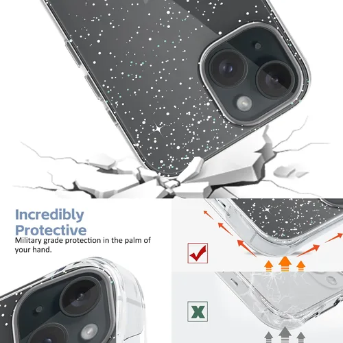 Vista 3 de Funda diseñada para iPhone 15, diseño de ondas en cielo estrellado, funda transparente de teléfono para mujer con ondas japonesas para iPhone 15, a