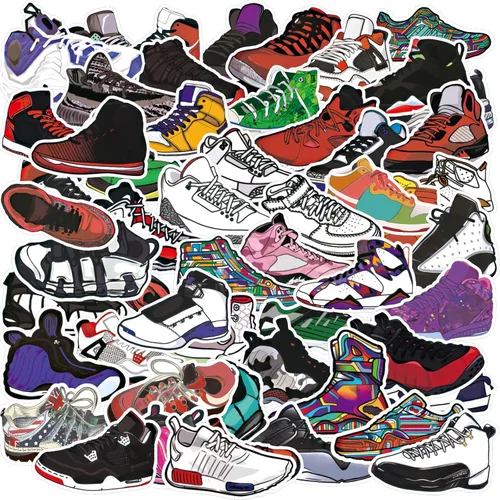 Vista 10 de 100 calcomanías de baloncesto para zapatos de baloncesto para computadora, botella de agua, patineta, hidroflask, automóvil, bicicleta, equipaje