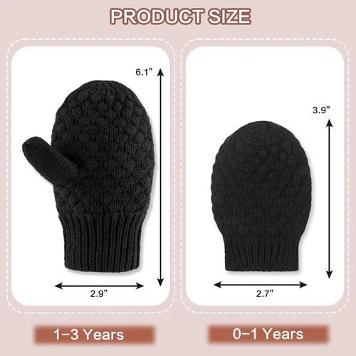 Vista 51 de Guantes de punto para bebés, niños y niñas, guantes de invierno para recién nacidos, guantes de 0 a 3 años