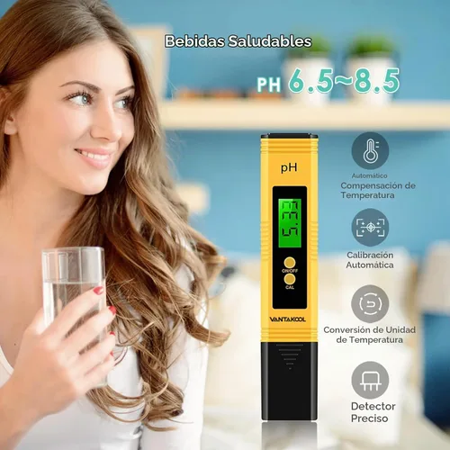 Vista 6 de Medidor de pH, medidor digital de pH para agua, 0.01 de alta precisión con rango de medición de pH 0-14 para hidroponía, bebida doméstica, piscina