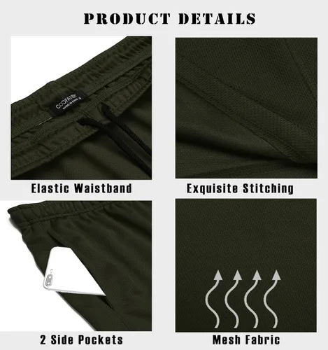 Vista 5 de COOFANDY Paquete de 3 pantalones cortos de entrenamiento para hombre, pantalones cortos deportivos de malla, ligeros, para culturismo, con bolsillos
