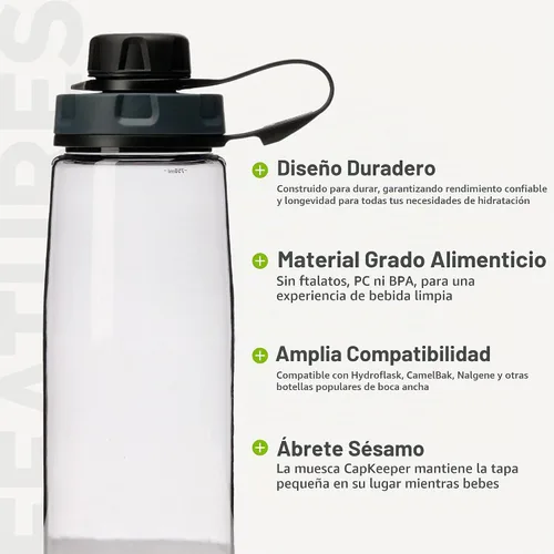 Vista 4 de humangear capCAP+ Convierte aberturas de boca ancha Apertura fácil y segura Material apto para alimentos Tapa de accesorio para botella