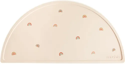 Vista 24 de mushie Mantel individual de silicona para niños, diseño antideslizante sin BPA (margarita negra)