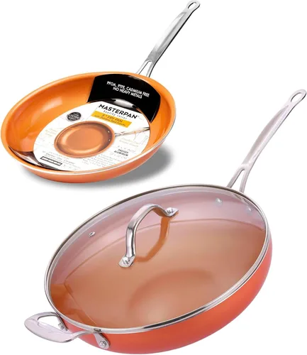 Vista 7 de MasterPan Sartén cuadrada antiadherente de cerámica de 9.5 pulgadas en tono cobre