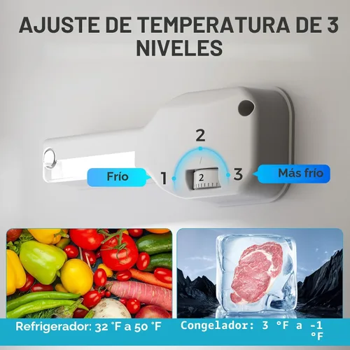 Vista 4 de COWSAR - Refrigerador compacto de 3.2 pies cúbicos con congelador, refrigerador de doble puerta para dormitorio, termostato ajustable, refrigerador