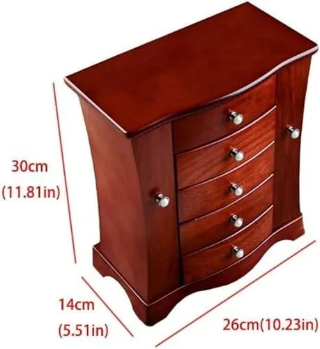 Vista 2 de Elegant Wooden Jewelry Organizer - Multi-Layer Storage Box for Rings, Earrings, Necklaces, Bracelets & Watches - Retro Style Accessory Solution for