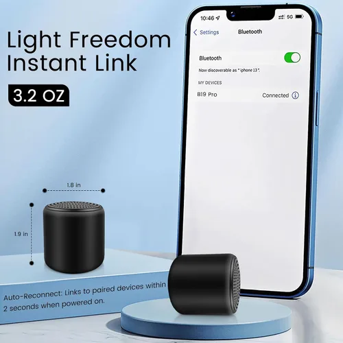 Vista 6 de Mini altavoz Bluetooth – Pequeños altavoces Bluetooth portátiles inalámbricos con TWS estéreo, sonido HD de 5 W, Bluetooth 5.3, 8 horas