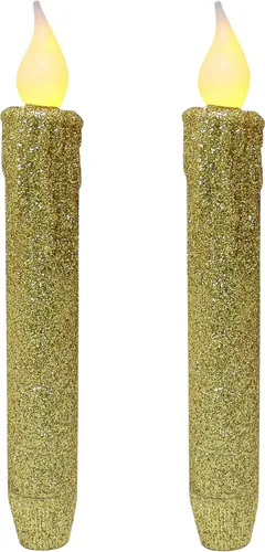 Vista 13 de CVHOMEDECO. Velas LED sin llama con purpurina parpadeantes que funcionan con pilas, con temporizador para el hogar, boda, Halloween, decoración