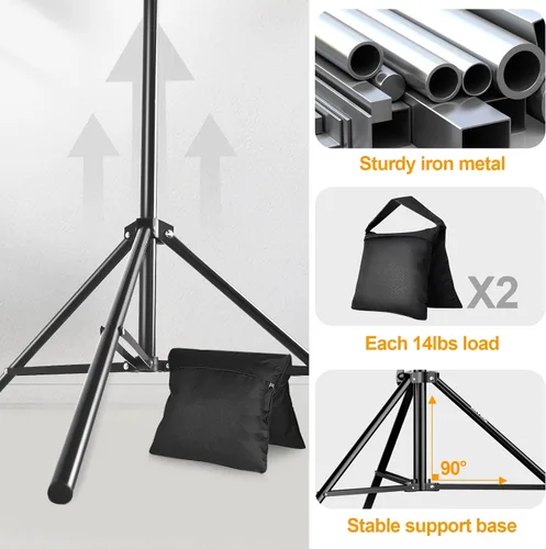 Vista 4 de Kit de soporte para telón de fondo de fotos EMART, marco ajustable de 6.9 x 10 pies para fotografía, soporte de fondo para pancarta de sesión
