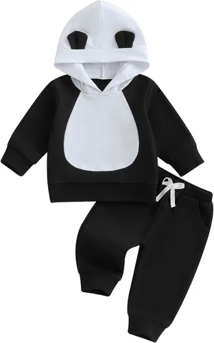 Vista 31 de Conjunto de ropa de otoño e invierno para bebé y niño, sudadera larga con capucha y pantalones para niños pequeños, 6, 12, 18, 24 meses, 2T Adorable
