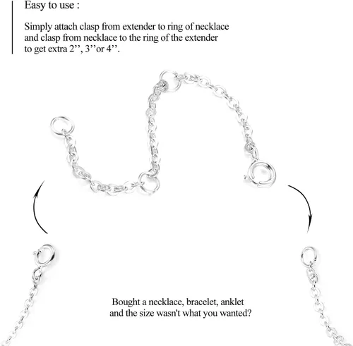 Vista 2 de Sllaiss Juego de 3 pulseras de plata de ley 925 para collar de longitud ajustable de 20in 30in 39in