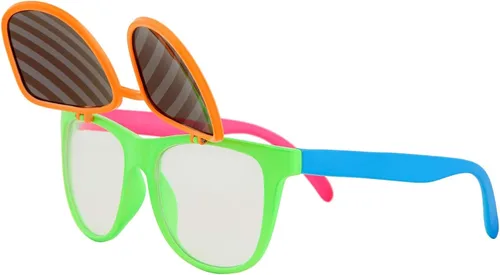 Vista 4 de Flip Up Neon Hipster Costume Glasses for Teens and Adults