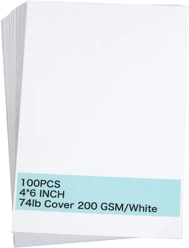 Vista 2 de 100 hojas de cartulina blanca de 4" x 6", hojas de cartulina gruesa, papel de invitación en blanco, tarjetas de felicitación imprimibles, cubierta