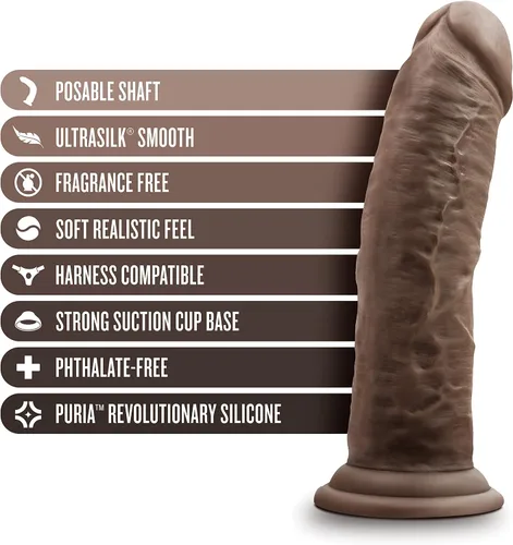 Vista 2 de Blush Dr. Skin - Juguetes sexuales para adultos – Dr. Shepherd Consolador de chocolate de silicona de 8 pulgadas – Polla gruesa curada con platino
