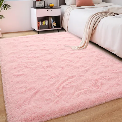 Vista 23 de Foxmas Alfombras de Área Suaves y Esponjosas para Dormitorio, Habitación de los Niños, Alfombra de Guardería de Felpa Peluda, Alfombras Peludas