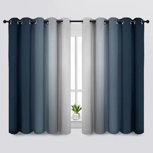 Vista 204 de SimpleHome Cortinas degradadas degradadas para oscurecer la habitación de 36 pulgadas de largo para dormitorio, con ojales y bloqueo de luz Negro