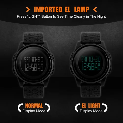 Vista 3 de Reloj deportivo digital ultrafino para hombre, resistente al agua, LED, luminoso, relojes de pulsera para hombres y mujeres