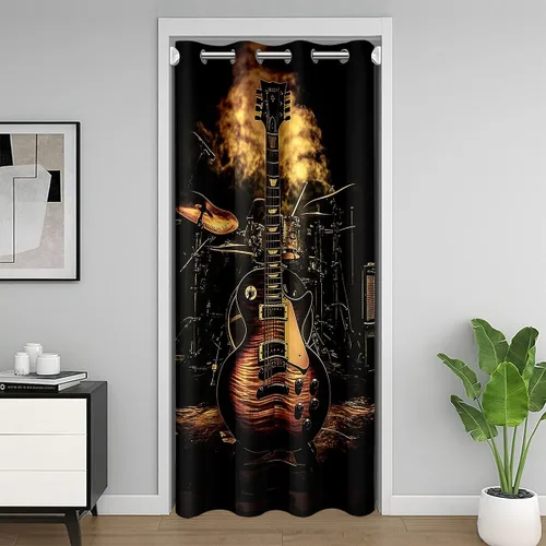 Vista 15 de Castle Fairy Cowboy Boots Door Curtain for Doorways Privacy Bohemia Musical Guitar Doorway Curtain Western Rustic Cowgirl All Season Blackout
