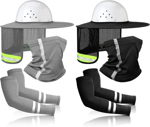 Vista 9 de SATINIOR 8 unidades de sombrero duro de ala completa para el sol, protección solar, protección para el cuello, polaina para el cuello, bufanda