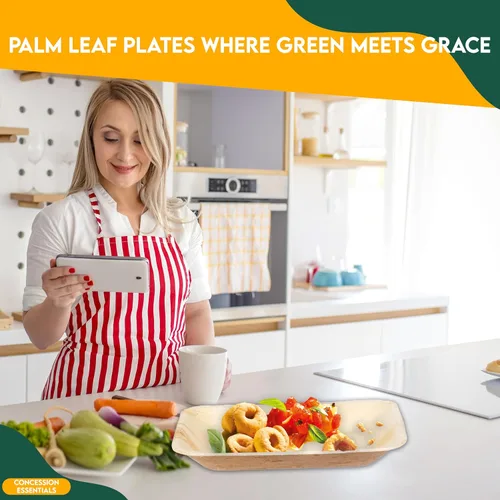 Vista 10 de Concession Essentials Platos de hoja de palma (25 unidades) – Vajilla desechable, platos compostables y biodegradables