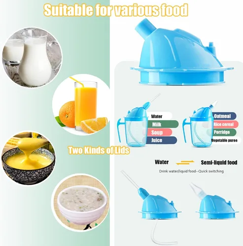 Vista 3 de VOPHIA Vaso para beber para adultos discapacitados, taza de alimentación convaleciente, sin derrames, con popote para adultos mayores, maternidad
