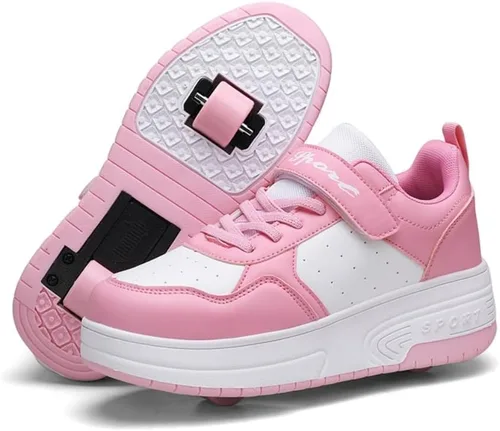 Vista 15 de Zapatos de patinaje LED para niños y niñas, tenis con ruedas desmontables y recargables intermitentes Negro