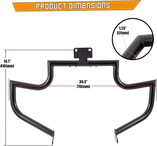 Vista 5 de Kinglemc Barra de Choque Protector de Motor Barra de Carretera para Yamaha VStar V-Star Dragstar XVS 400 650 (Negro)