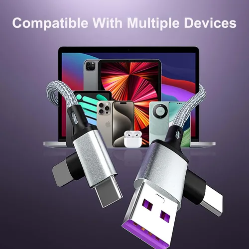 Vista 4 de Paquete de 2 cables de carga rápida USB A/C a USB-C/IP de 5 pies 2 en 2, 60 W, sincronización de datos de 480 Mbps compatible con teléfono serie