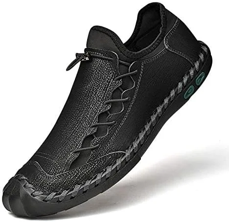 Vista 2 de LZDZN Zapatos casuales para hombre para hombre, mocasines de cuero, vestido para conducir, negro, marrón, amarillo, blanco, tamaño grande, ancho
