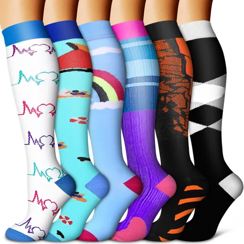 Vista 46 de Copper Compression Socks for Women & Men (6 pairs) - Best Support for Nurses, Running, Hiking, Recovery 01 Rayas Negras
