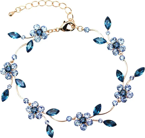 Vista 32 de Faship - Juego de collar y aretes con cristales de imitación florales AB